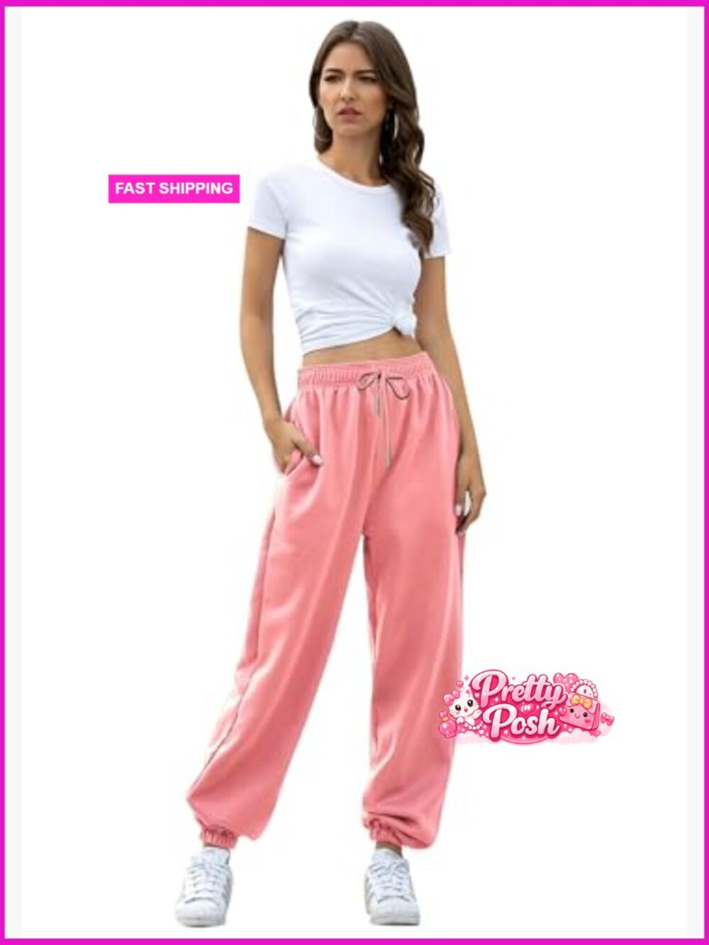 Cinch Bottom Sweatpants with Pockets, Cotton Blend Polyester - Picture 2 of 4